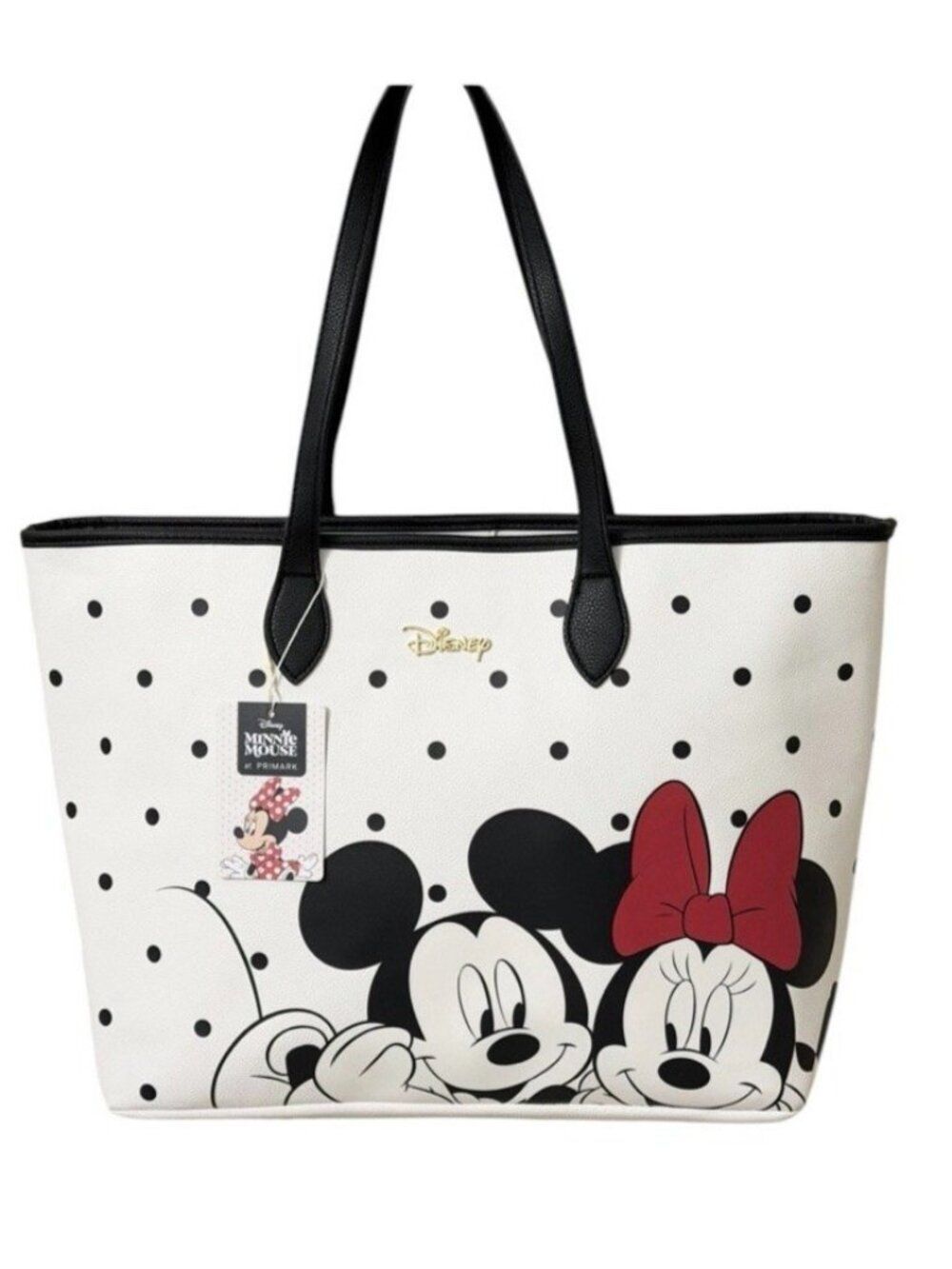 Disney Mickey & Minnie Mouse Faux Leather Large Polka Dot Tote Bag Primark NWT